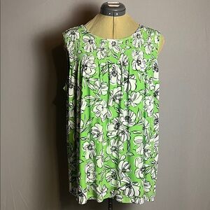 Harper Lime Green Floral Smocked Tank